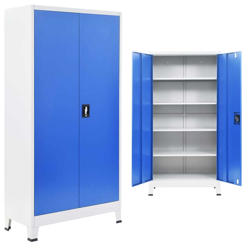 Office Cabinet Metal 35.4"x15.7"x70.9" Gray and Blue
