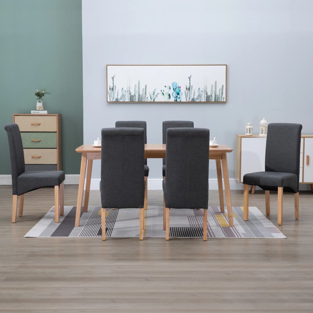 Dining Chairs 6 pcs Gray Fabric