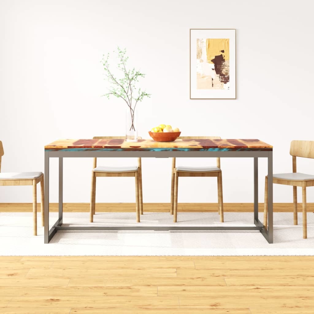 Dining Table Solid Sheesham Wood and Steel 70.9"