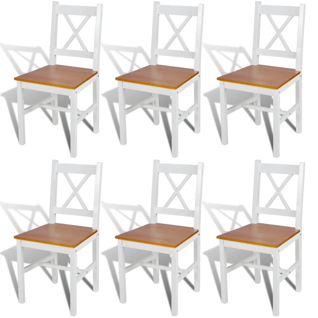 Dining Chairs 6 pcs White Pinewood