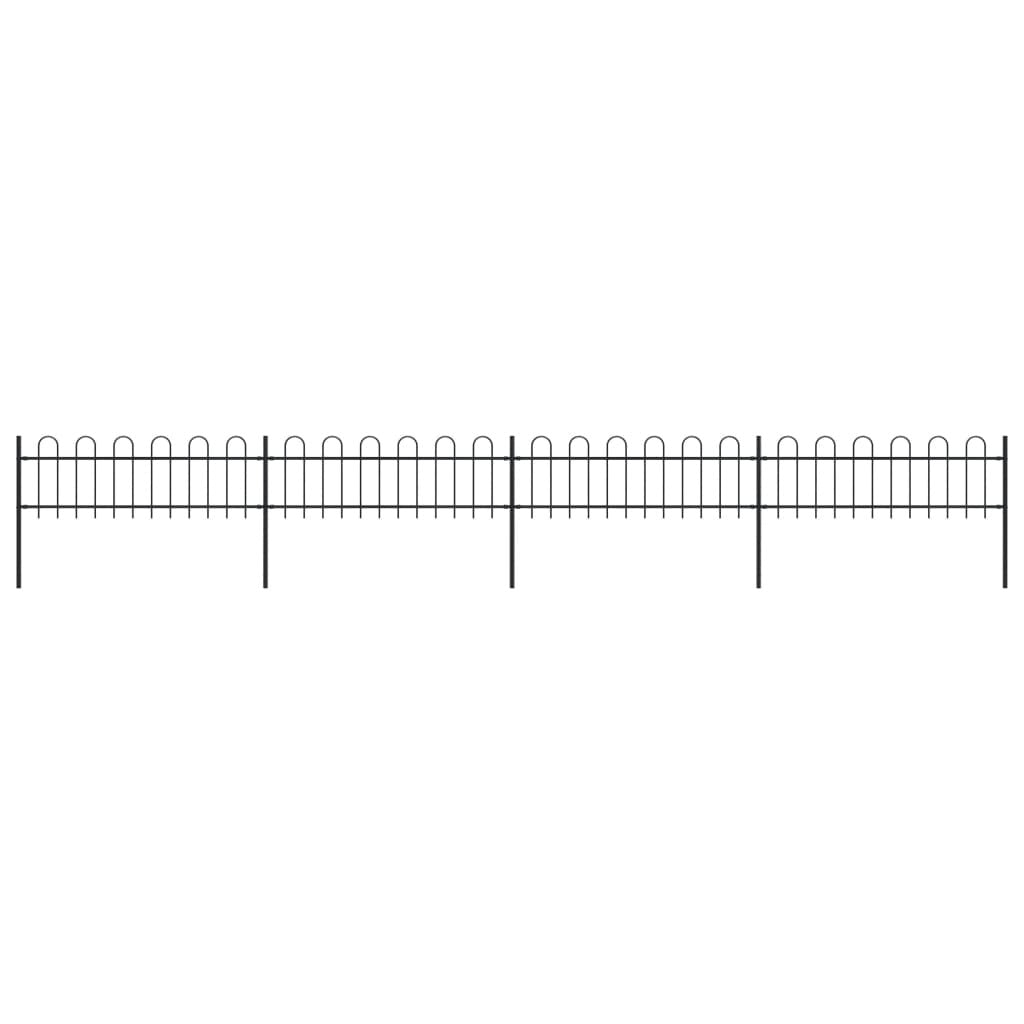 Garden Fence with Hoop Top Steel 22.3' Black