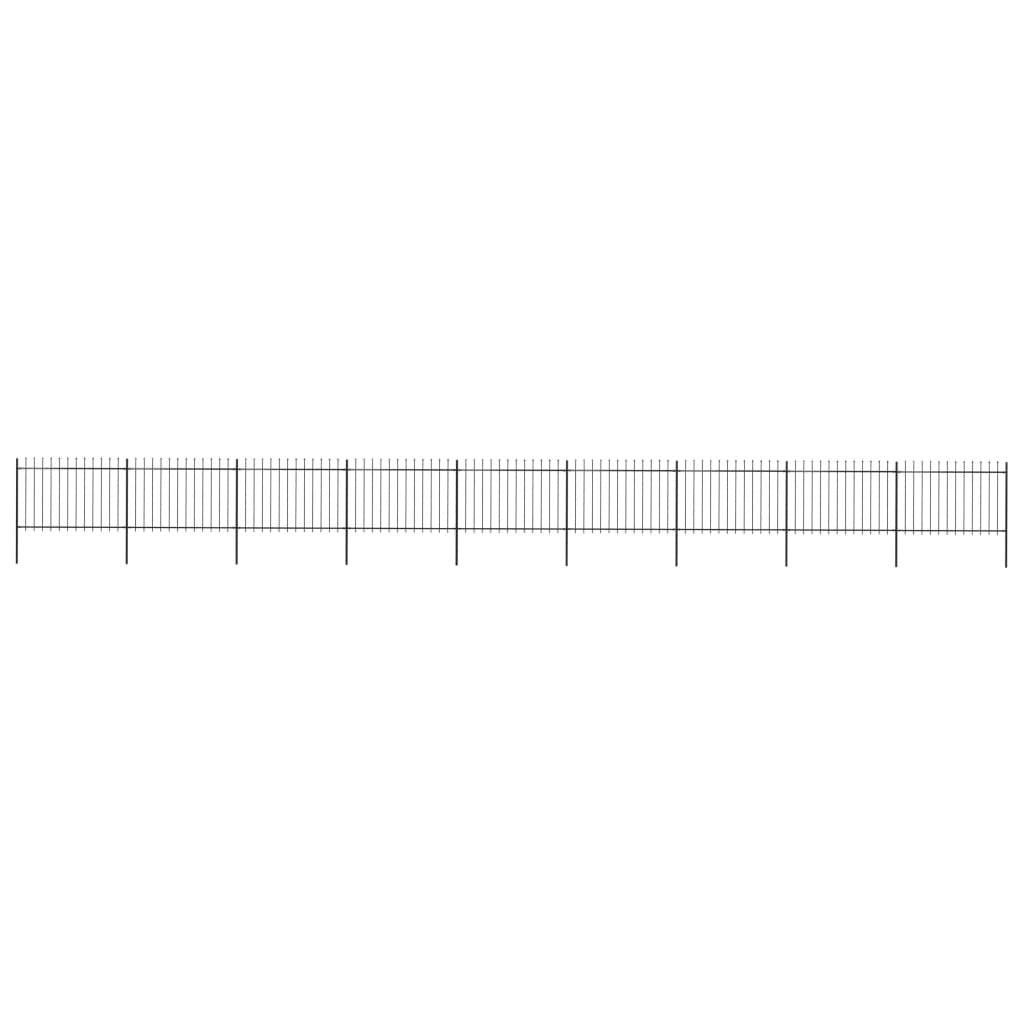 Garden Fence with Spear Top Steel 602.4"x47.2" Black