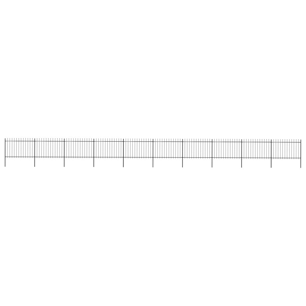 Garden Fence with Spear Top Steel 669.3"x47.2" Black
