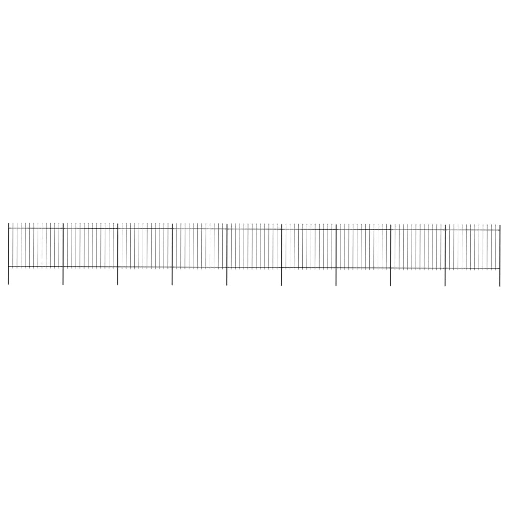 Garden Fence with Spear Top Steel 602.4"x59.1" Black