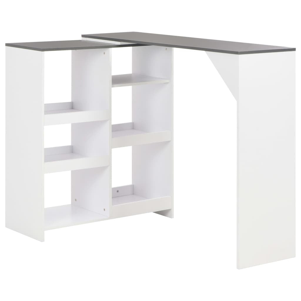 Bar Table with Moveable Shelf White 54.3"x15.4"x43.3"