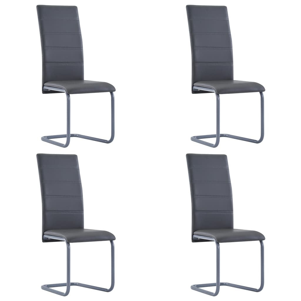 Cantilever Dining Chairs 4 pcs Gray Faux Leather