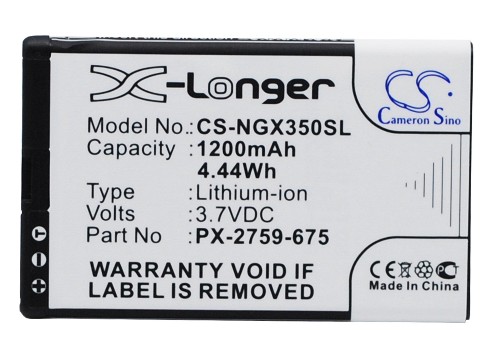 1200mAh Battery - CS-NGX350SL / Li-ion / Volts: 3.7