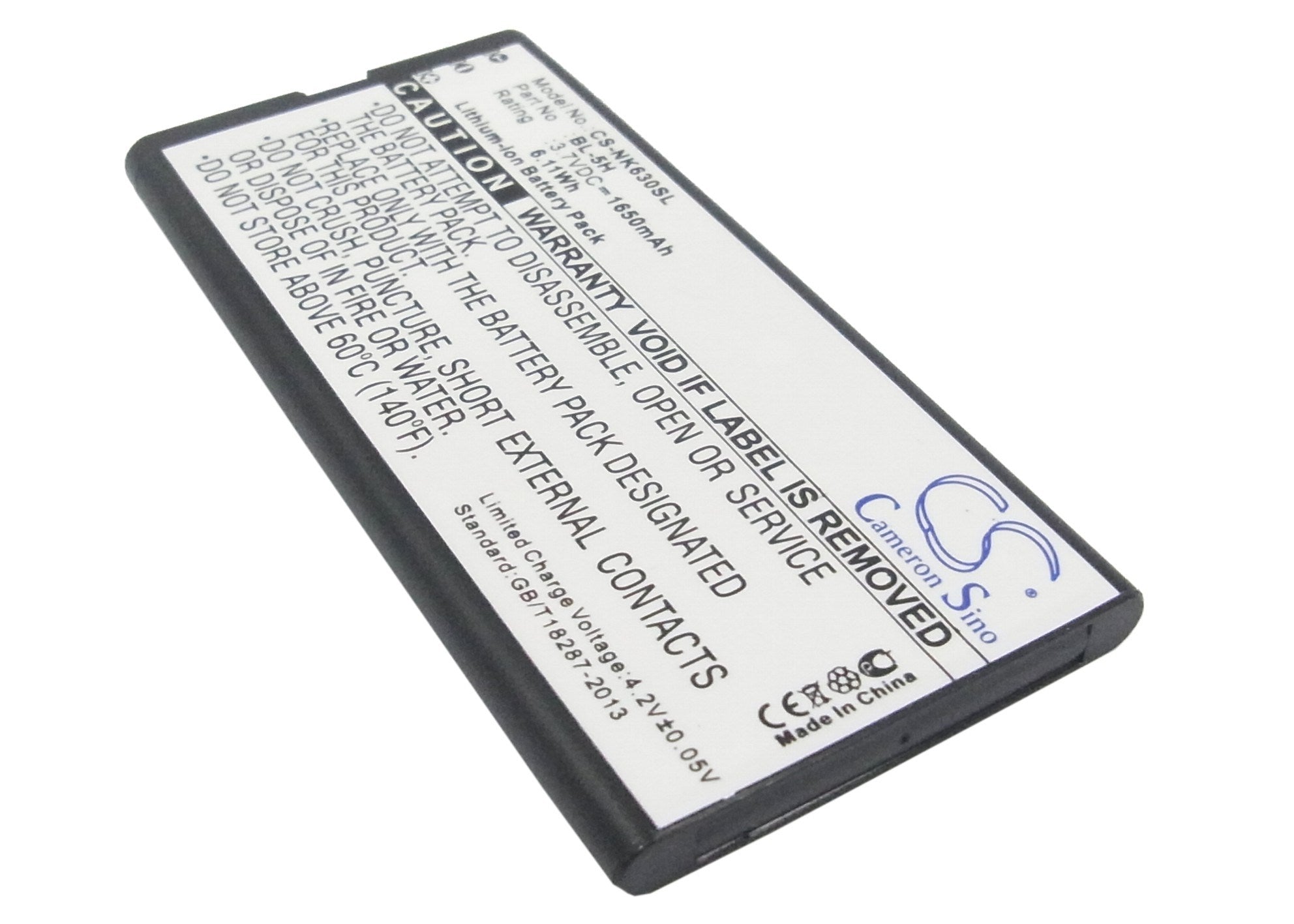1650mAh Battery - CS-NK630SL / Li-ion / Volts: 3.7