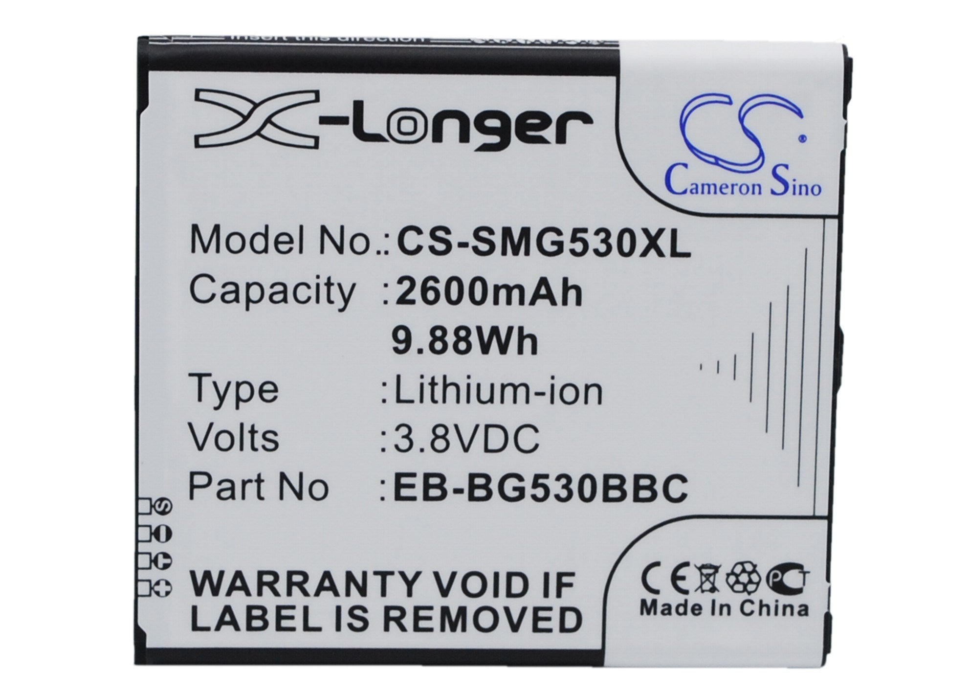 2600mAh Battery - CS-SMG530XL / Li-ion / Volts: 3.8