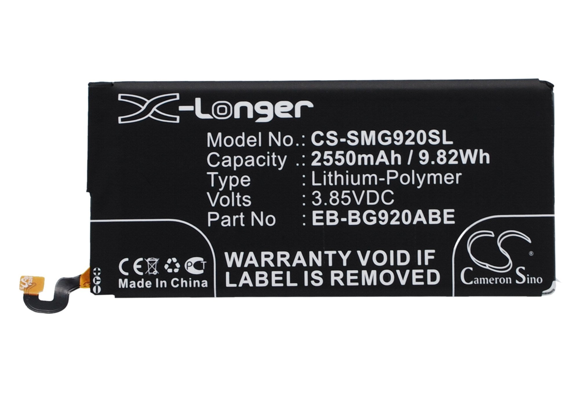 2550mAh Battery - CS-SMG920SL / Li-Polymer / Volts: 3.85