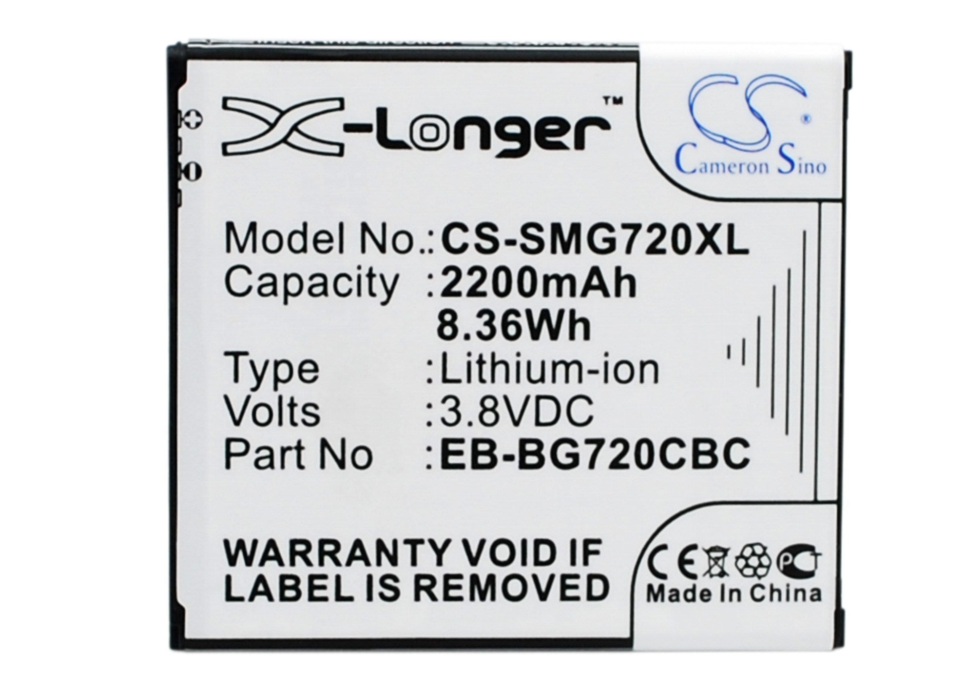 2200mAh Battery - CS-SMG720XL / Li-ion / Volts: 3.8