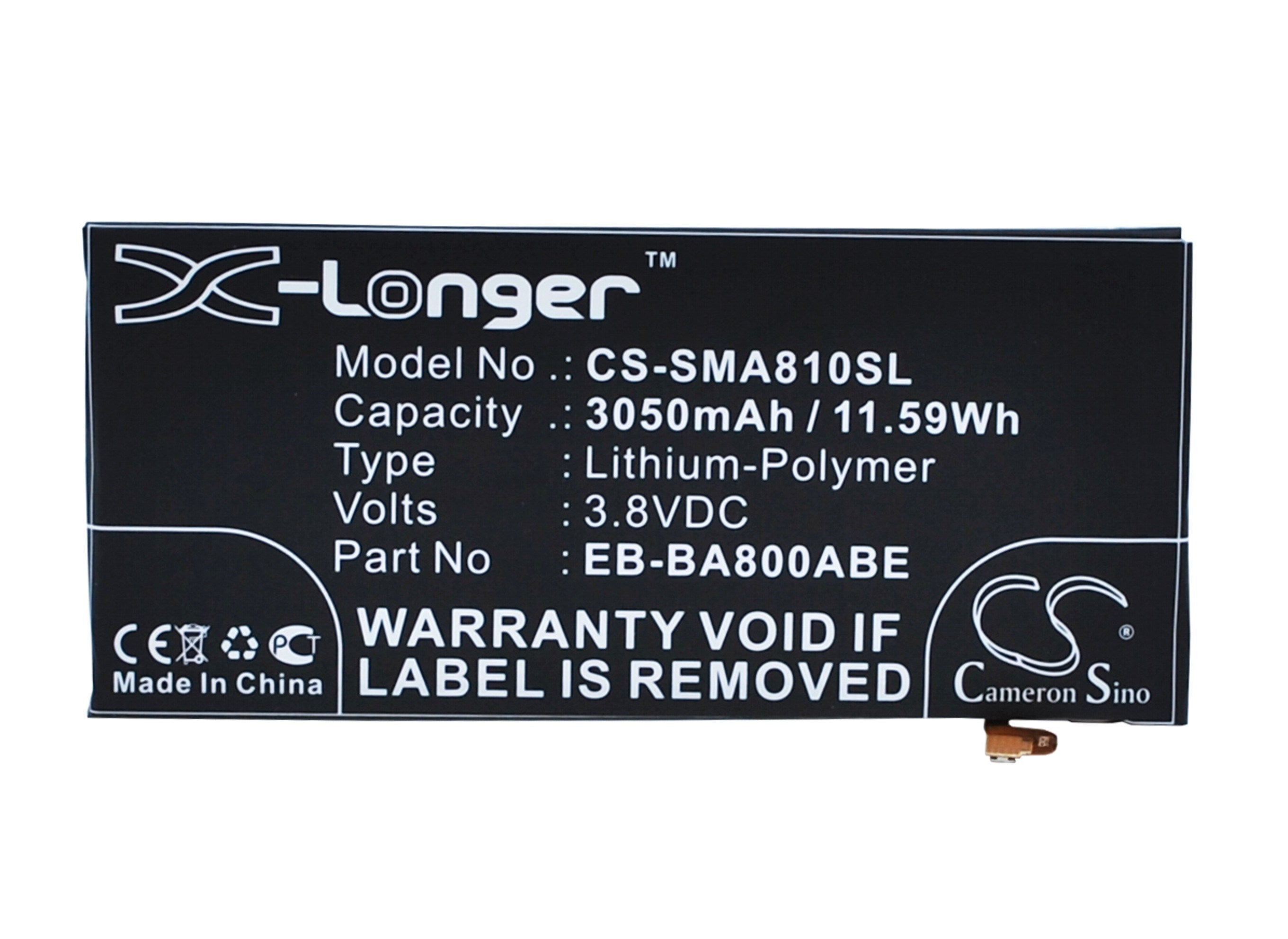 3050mAh Battery - CS-SMA810SL / Li-Polymer / Volts: 3.8