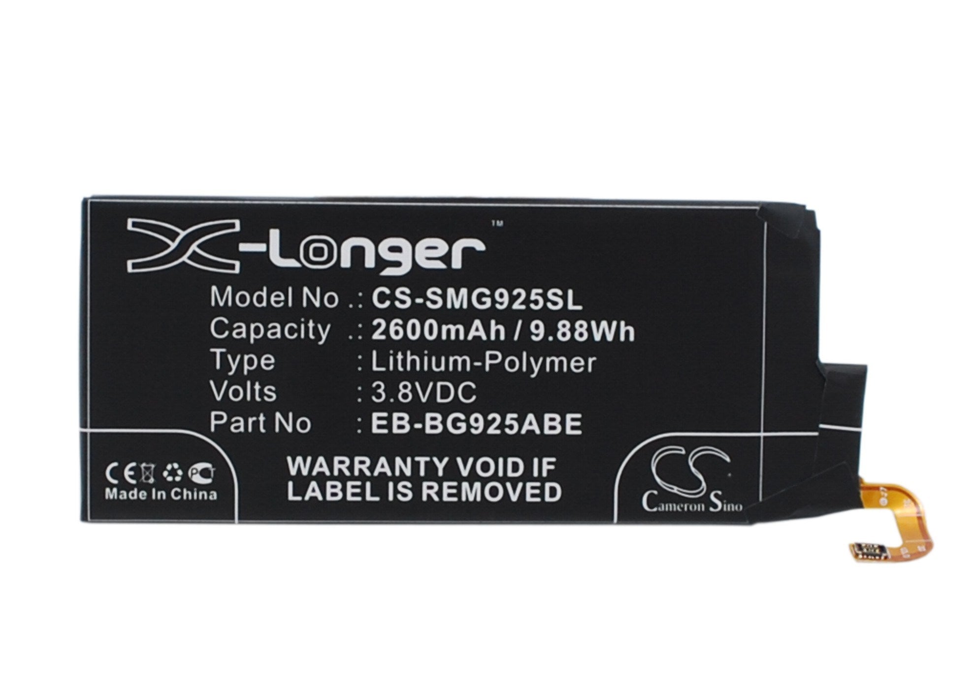 2600mAh Battery - CS-SMG925SL / Li-Polymer / Volts: 3.8