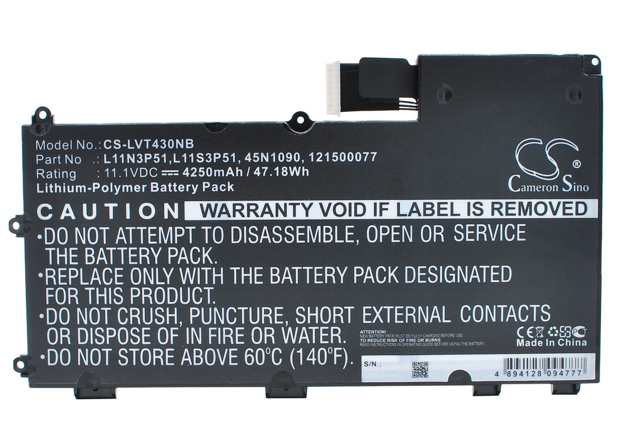 4250mAh Battery - CS-LVT430NB / Li-Polymer / Volts: 11.1