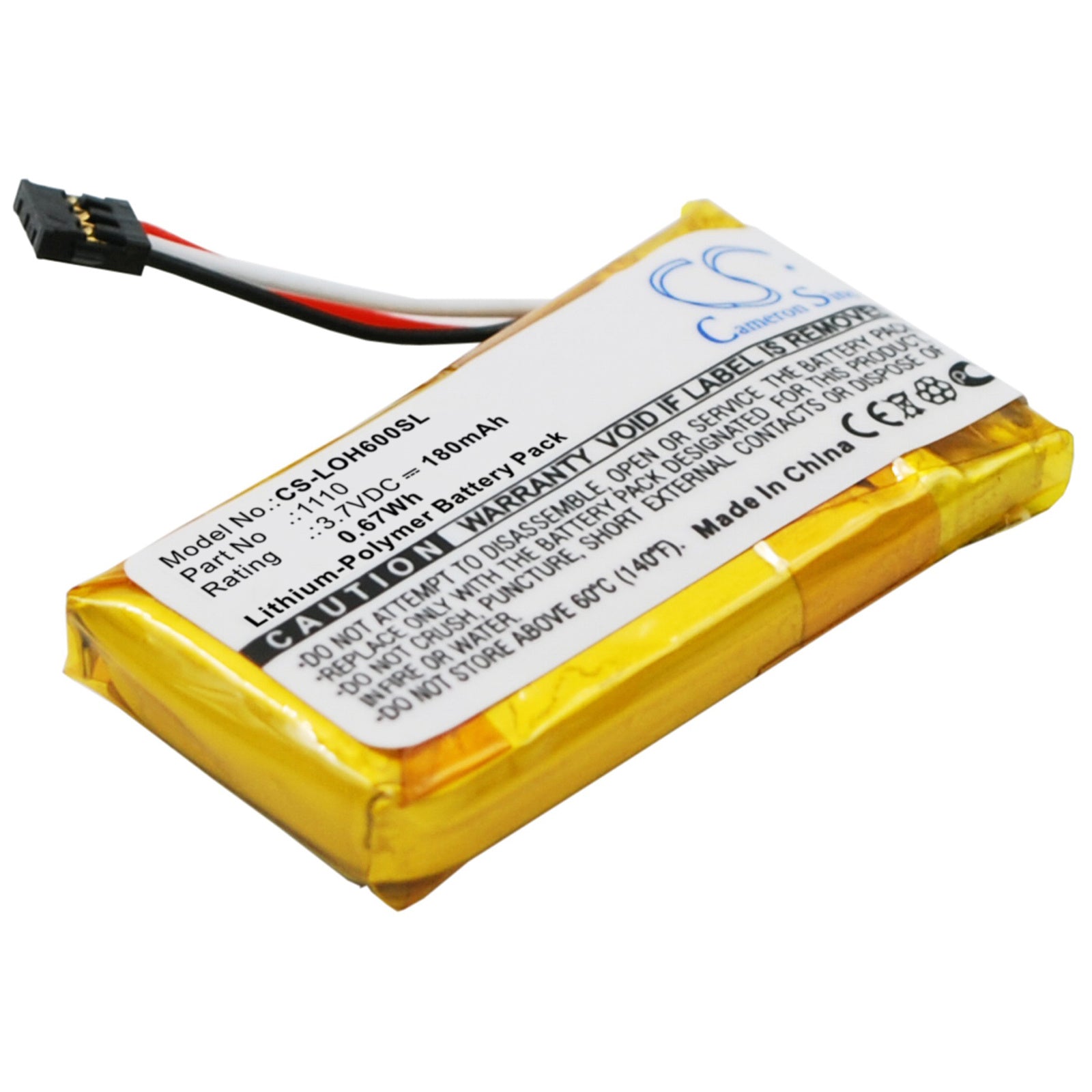180mAh Battery - CS-LOH600SL / Li-Polymer / Volts: 3.7