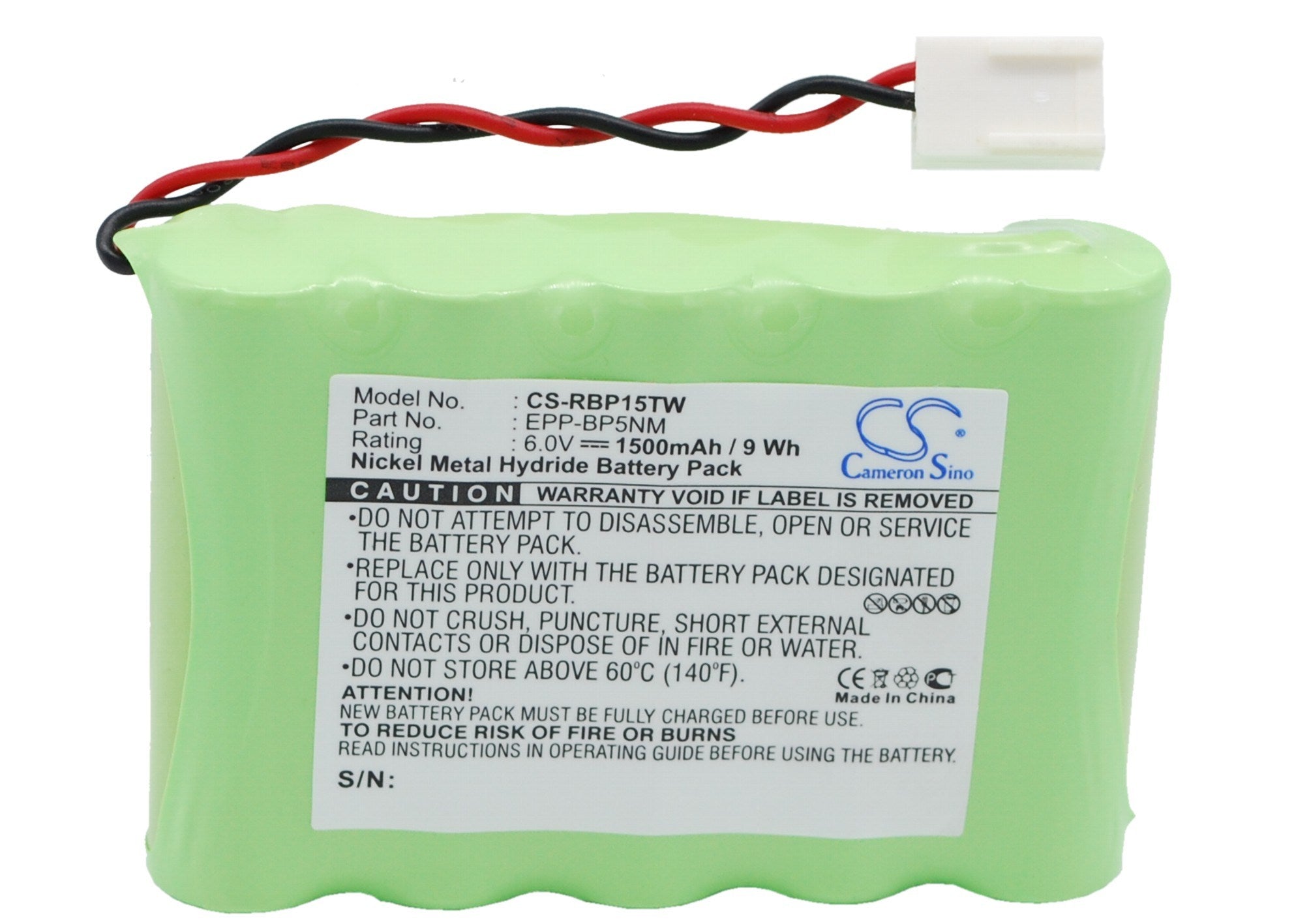 1500mAh Battery - CS-RBP15TW / Ni-MH / Volts: 6