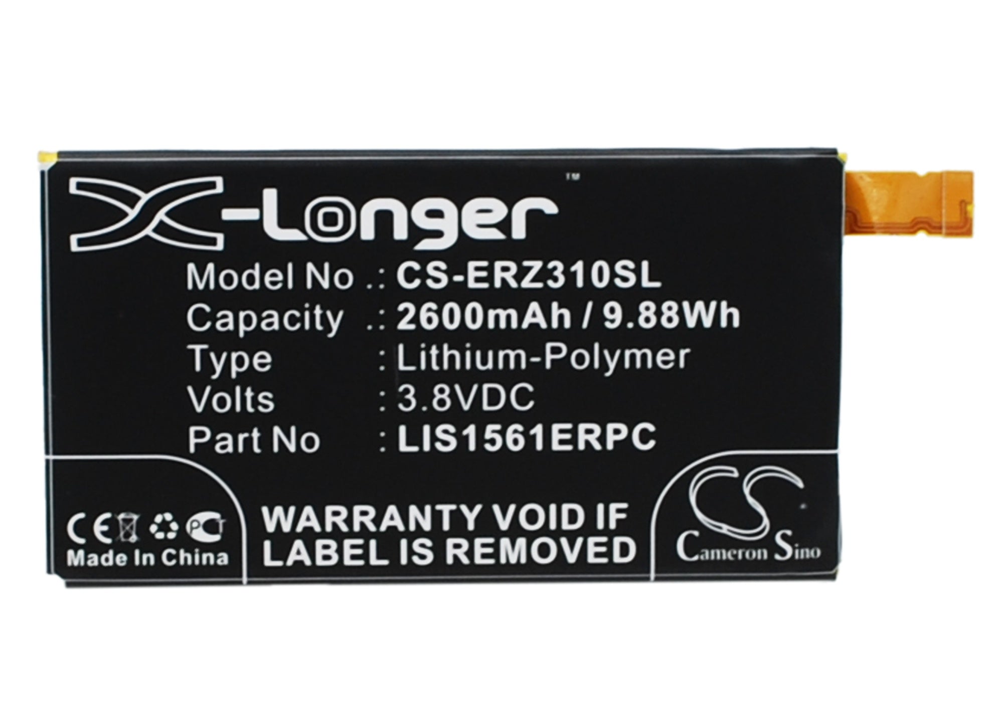 2600mAh Battery - CS-ERZ310SL / Li-Polymer / Volts: 3.8