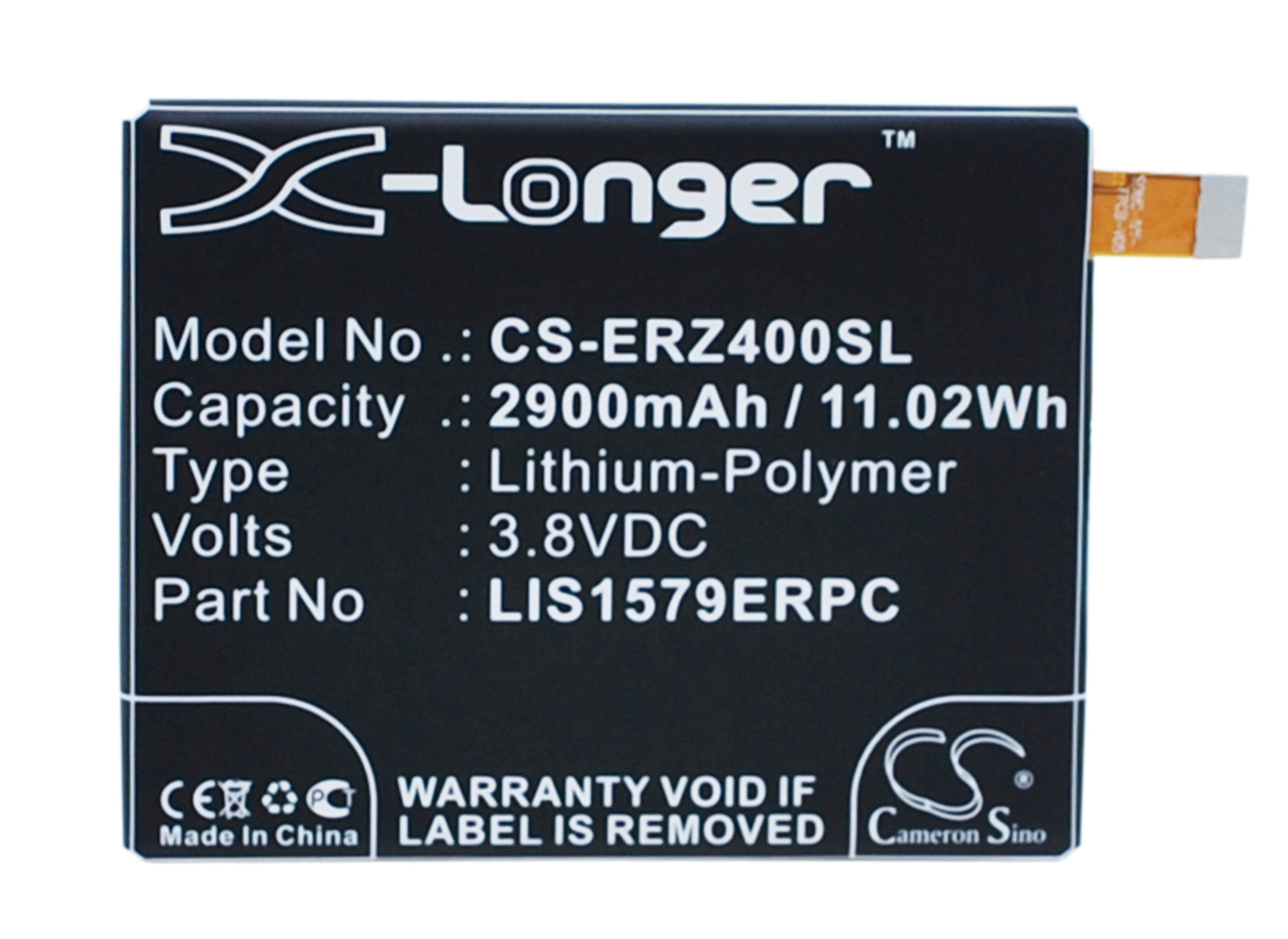 2900mAh Battery - CS-ERZ400SL / Li-Polymer / Volts: 3.8