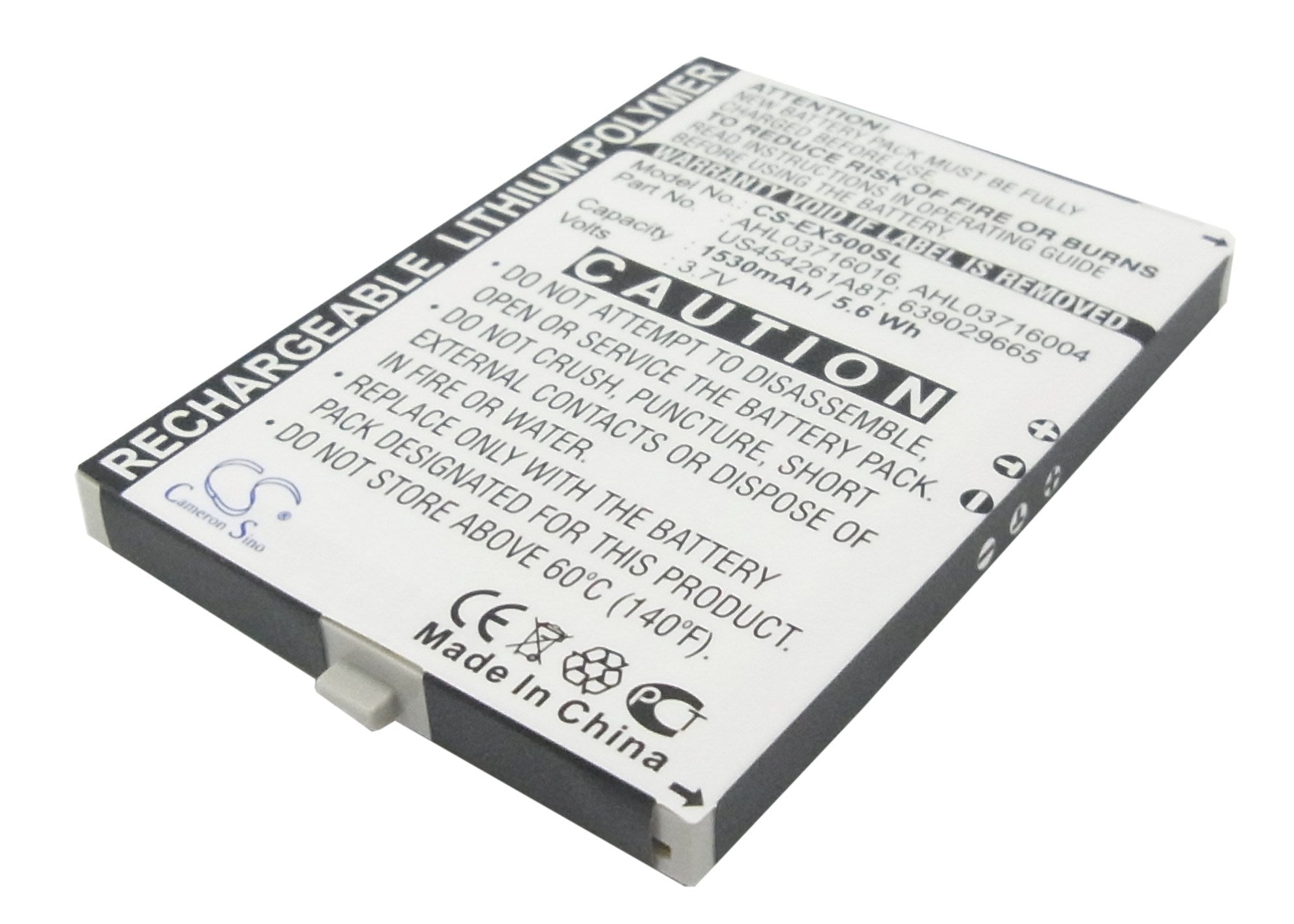 1530mAh Battery - CS-EX500SL / Li-Polymer / Volts: 3.7