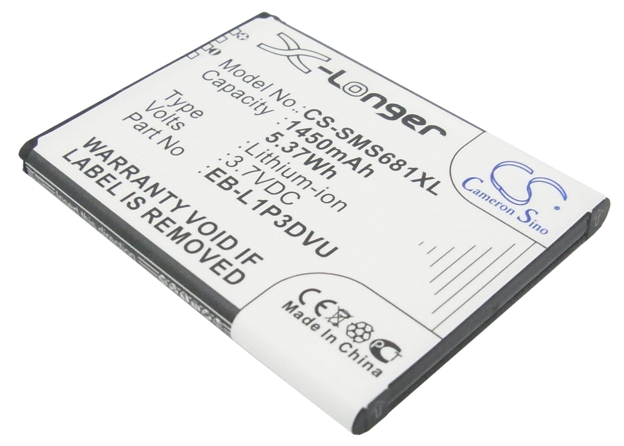 1450mAh Battery - CS-SMS681XL / Li-ion / Volts: 3.7V