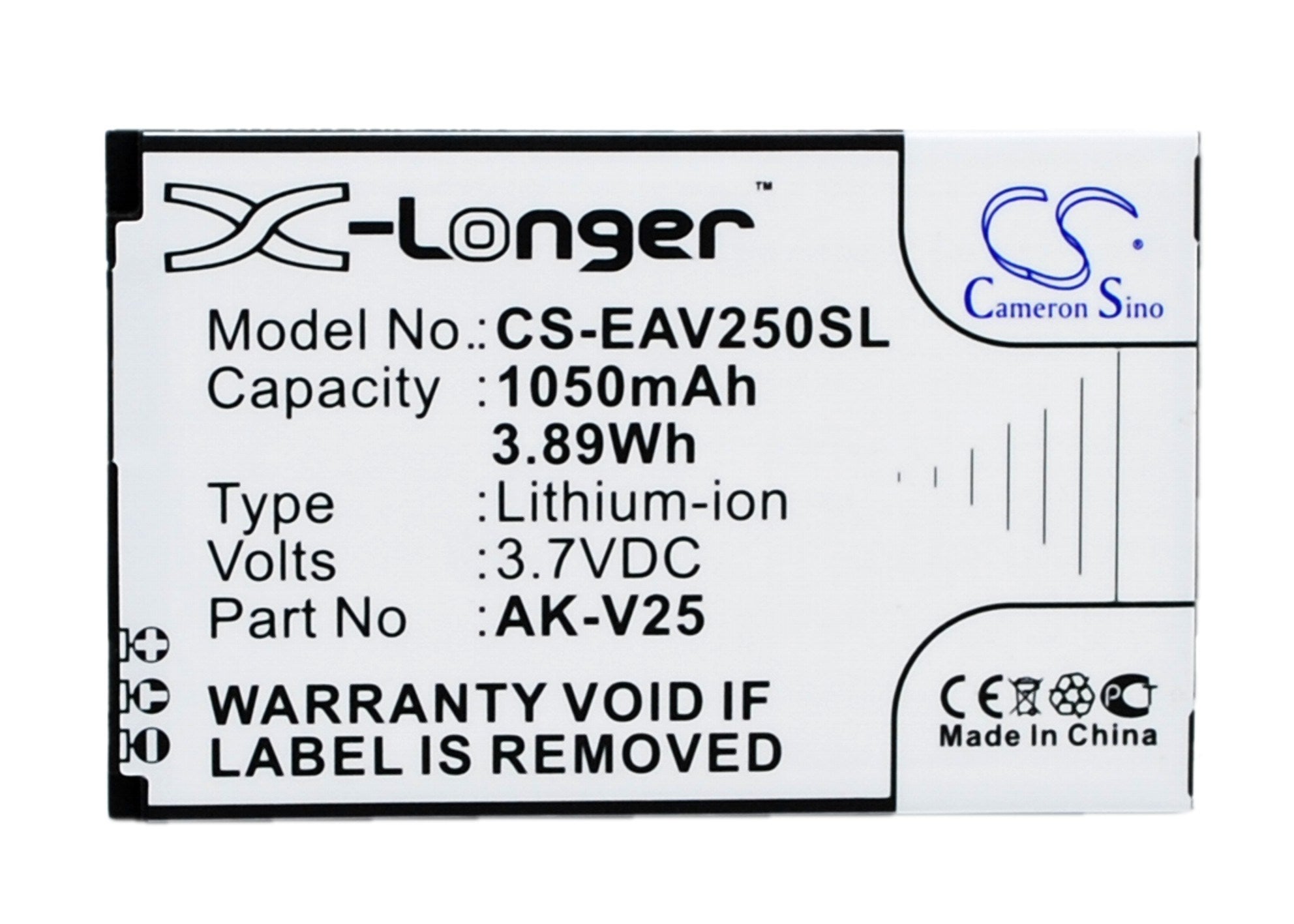 1050mAh Battery - CS-EAV250SL / Li-ion / Volts: 3.7