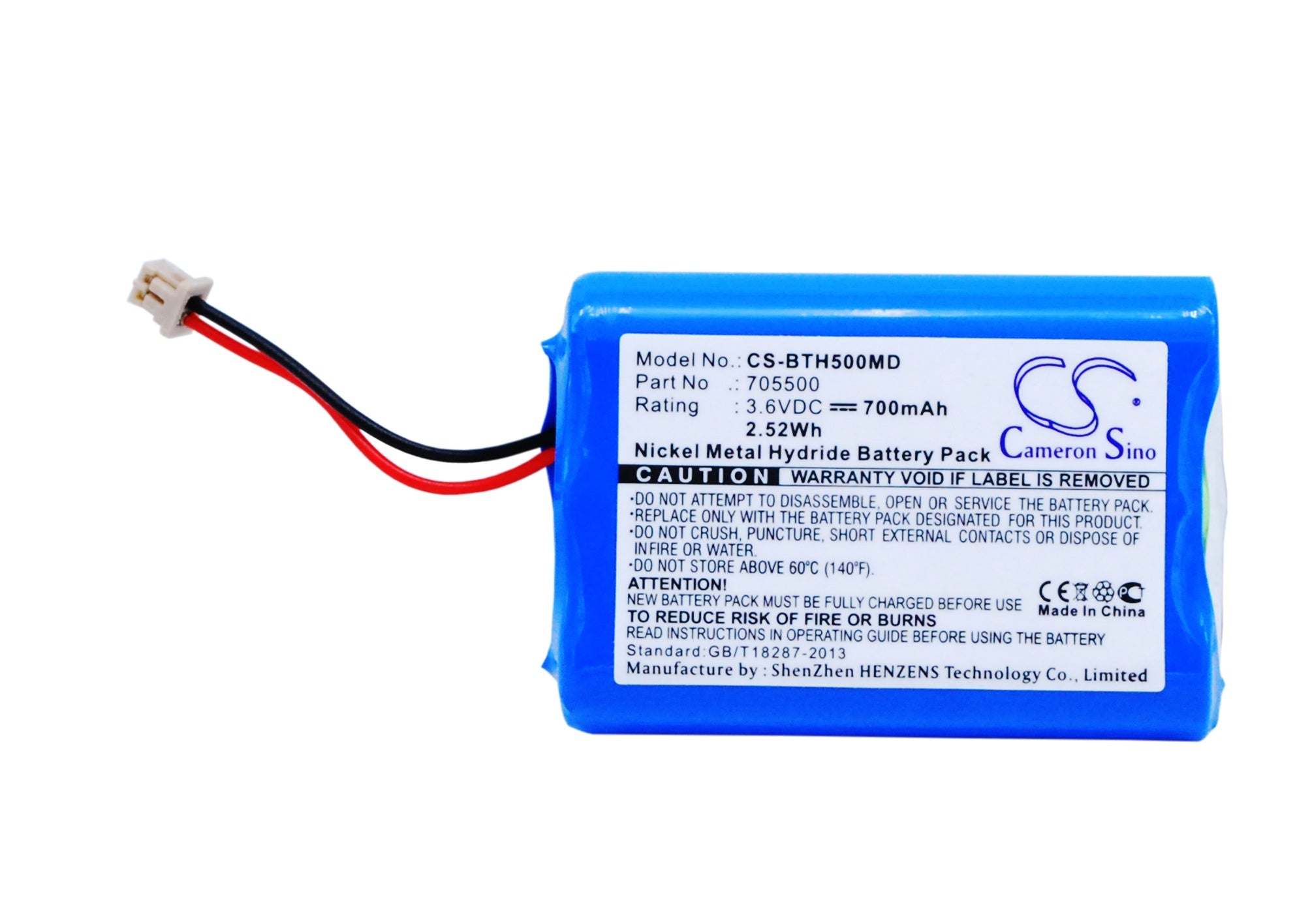 700mAh Battery - CS-BTH500MD / Ni-MH / Volts: 3.6
