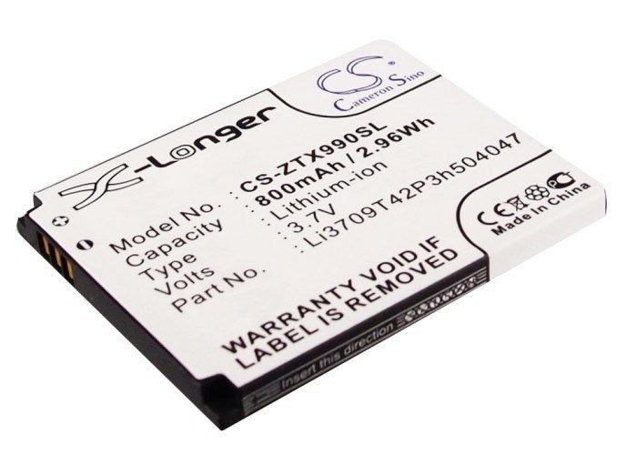 800mAh Battery - CS-ZTX990SL / Li-ion / Volts: 3.7