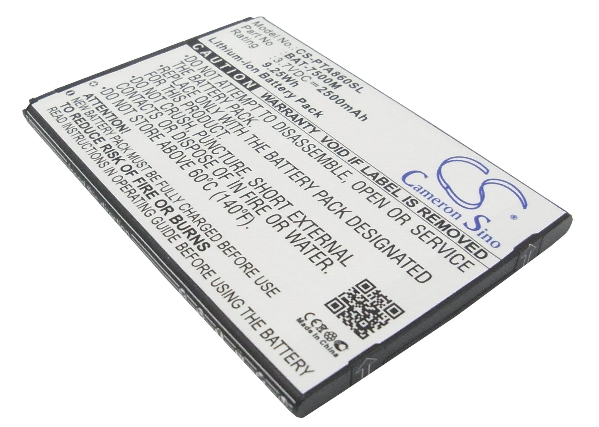 2500mAh Battery - CS-PTA860SL / Li-ion / Volts: 3.7