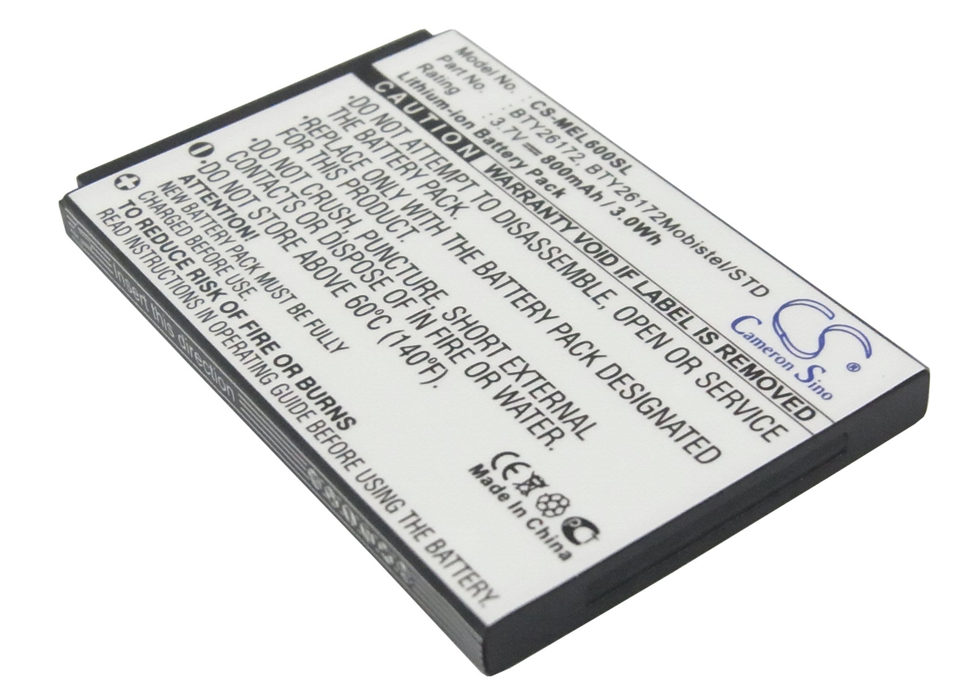 800mAh Battery - CS-MEL600SL / Li-ion / Volts: 3.7