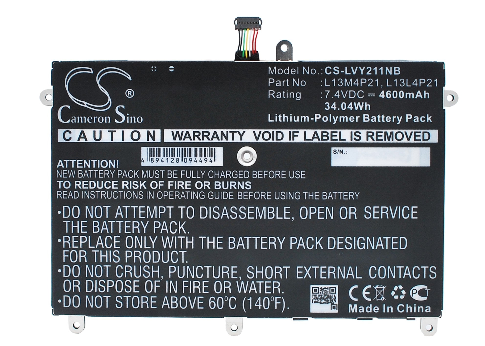 4600mAh Battery - CS-LVY211NB / Li-Polymer / Volts: 7.4