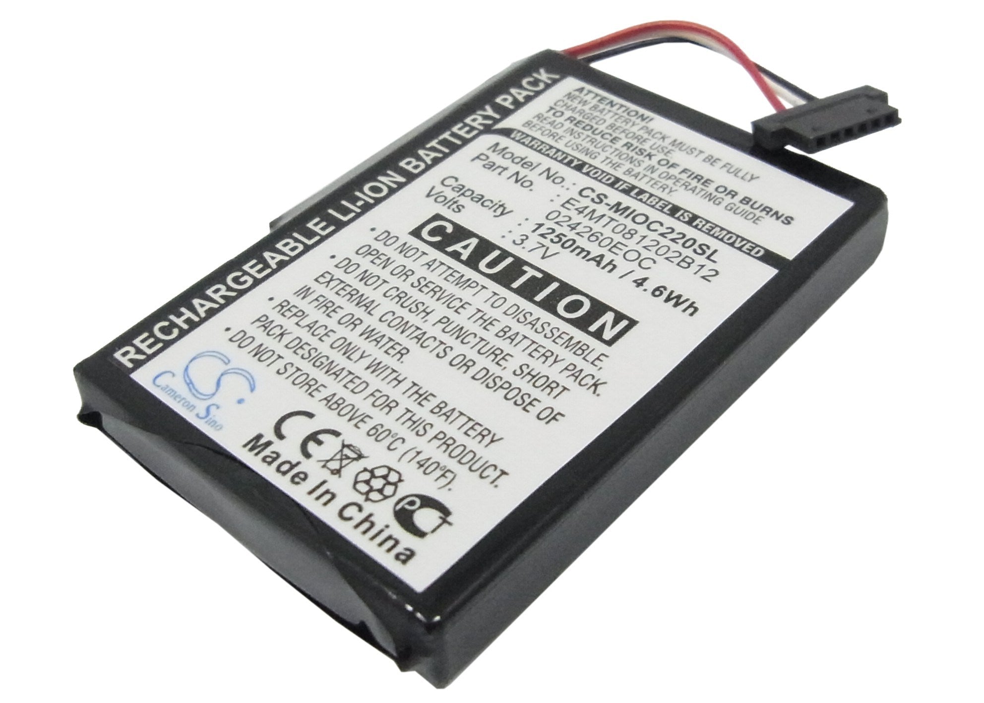 1250mAh Battery - CS-MIOC220SL / Li-ion / Volts: 3.7