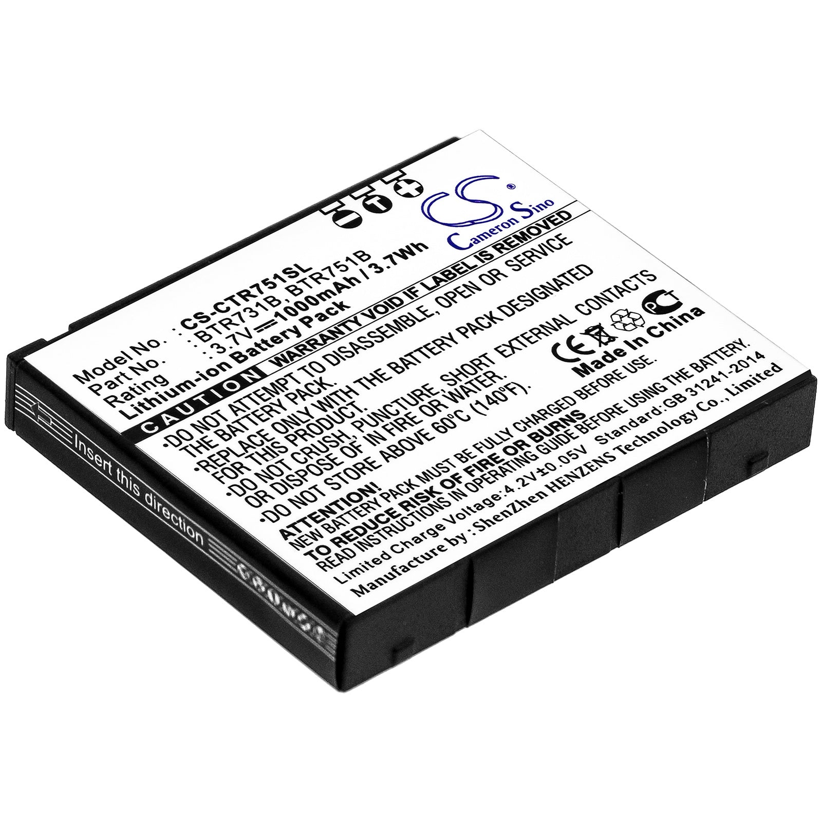 1000mAh Battery - CS-CTR751SL / Li-ion / Volts: 3.7