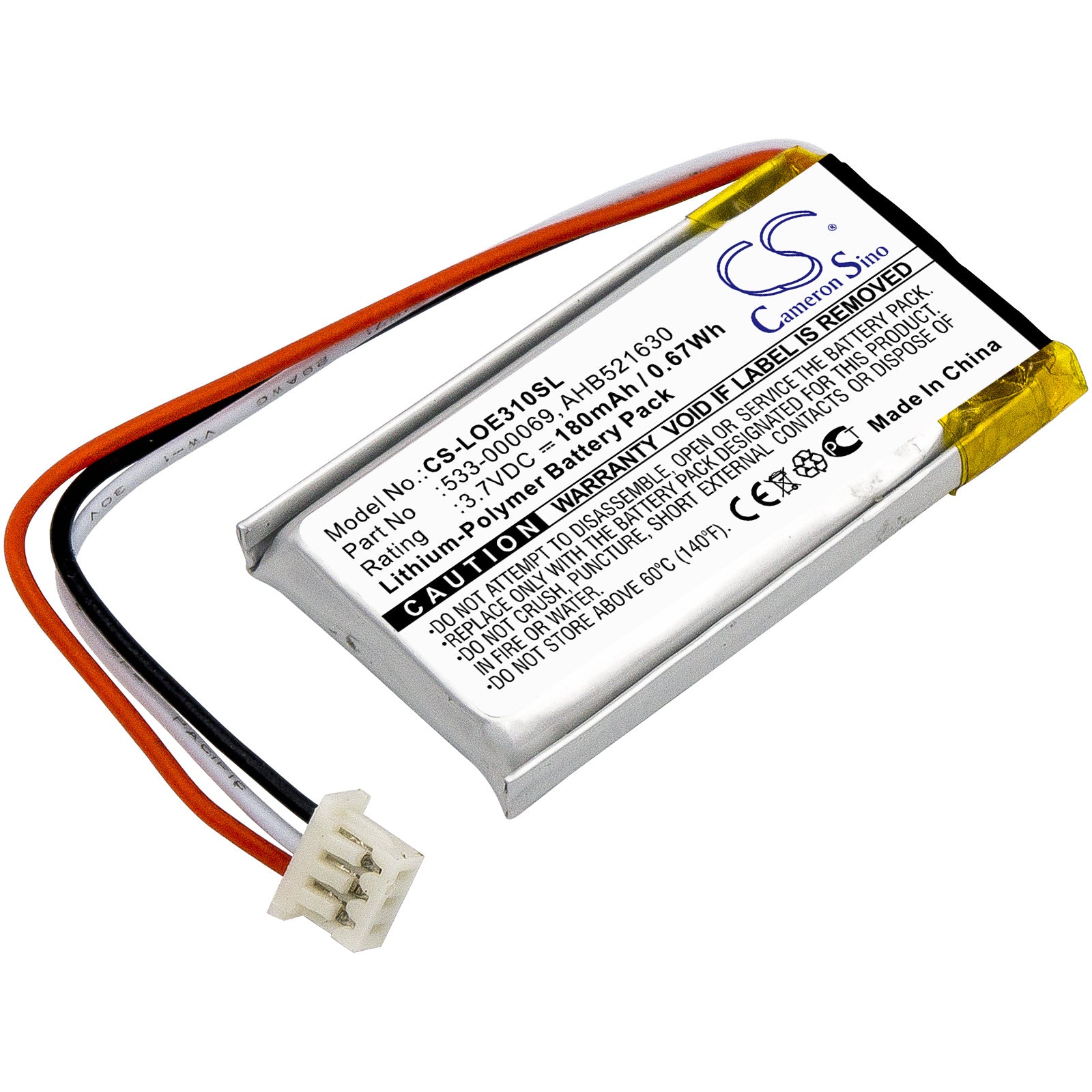 180mAh Battery - CS-LOE310SL / Li-Polymer / Volts: 3.7