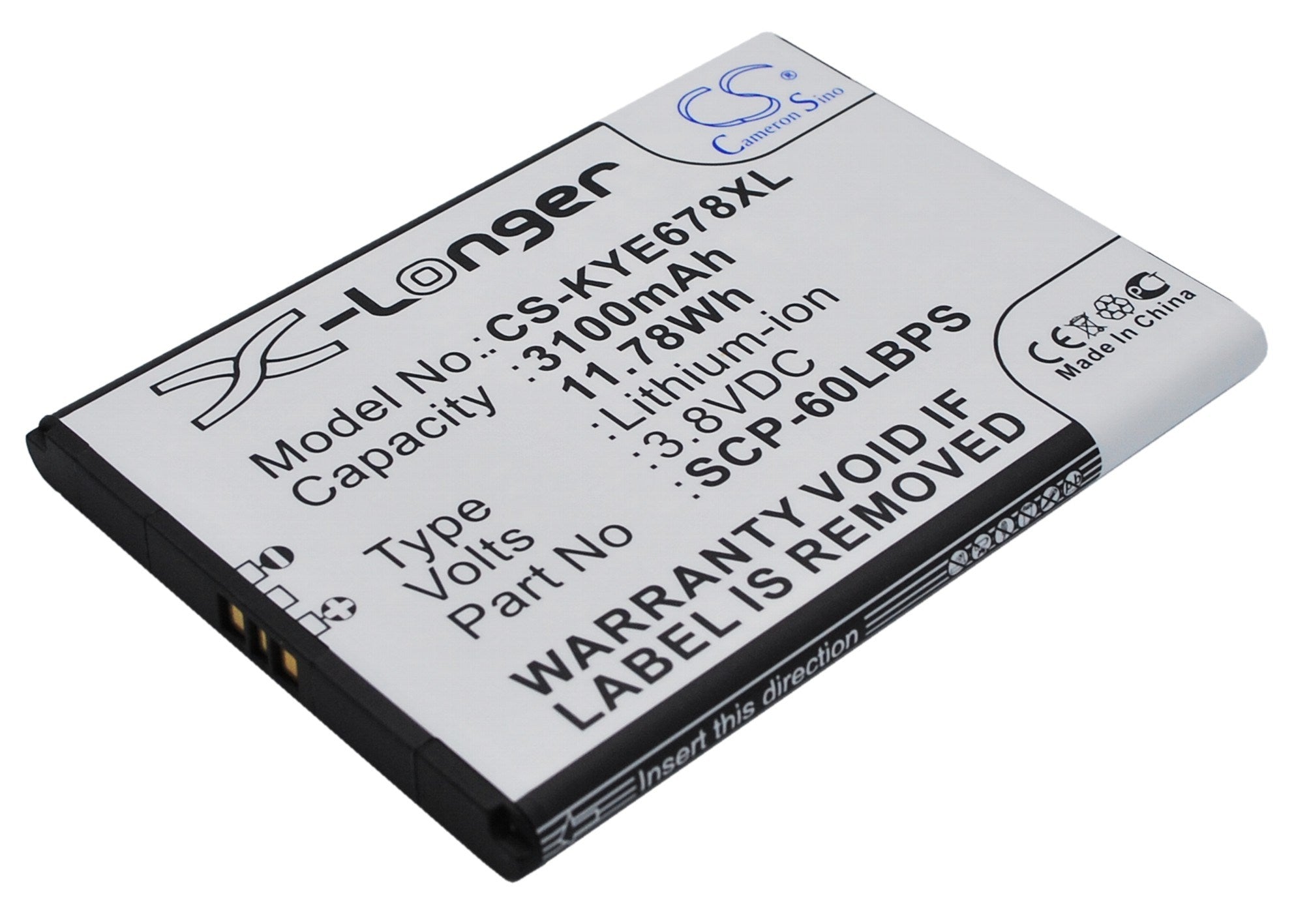 3100mAh Battery - CS-KYE678XL / Li-ion / Volts: 3.8
