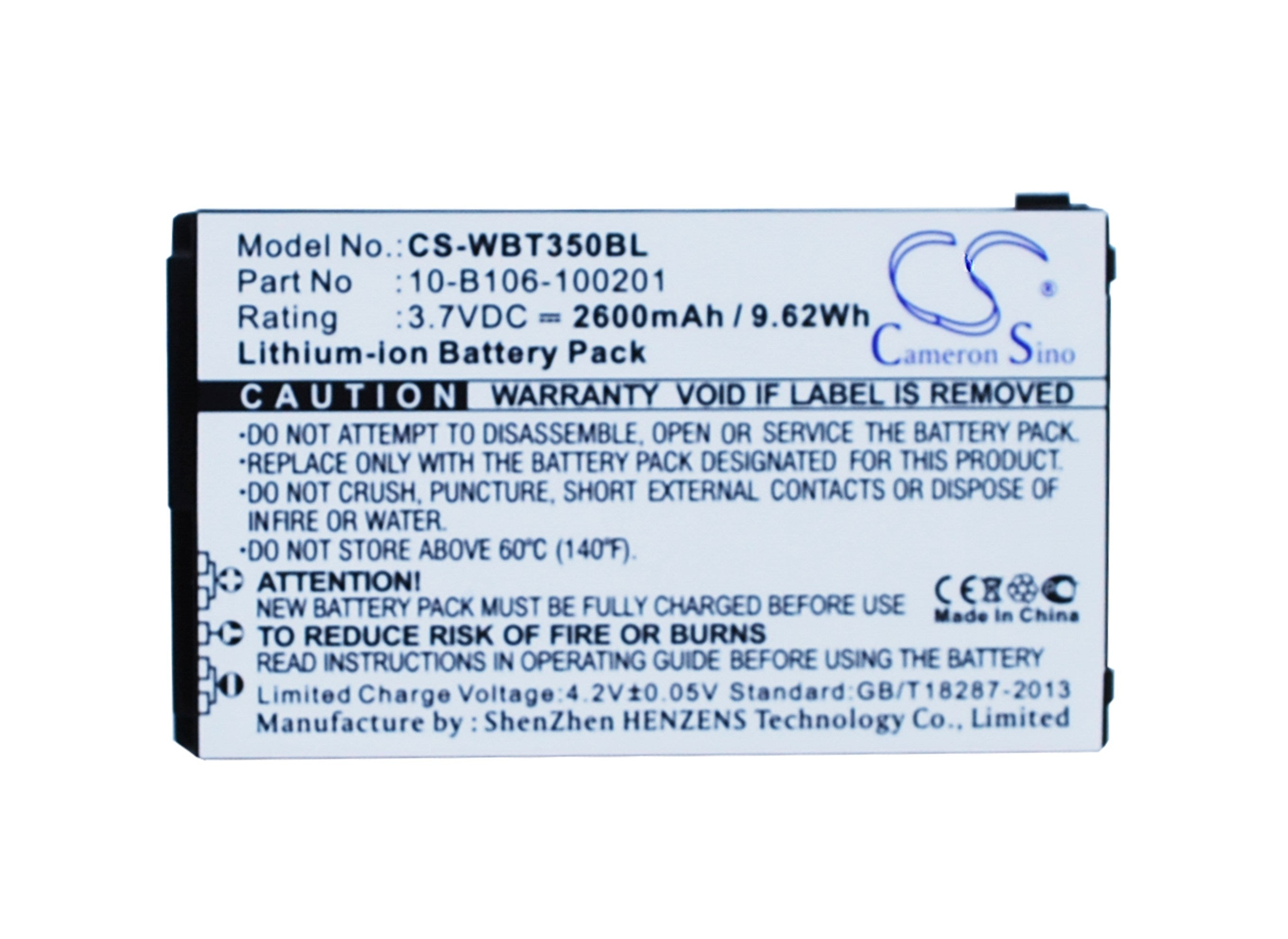 2600mAh Battery - CS-WBT350BL / Li-ion / Volts: 3.7