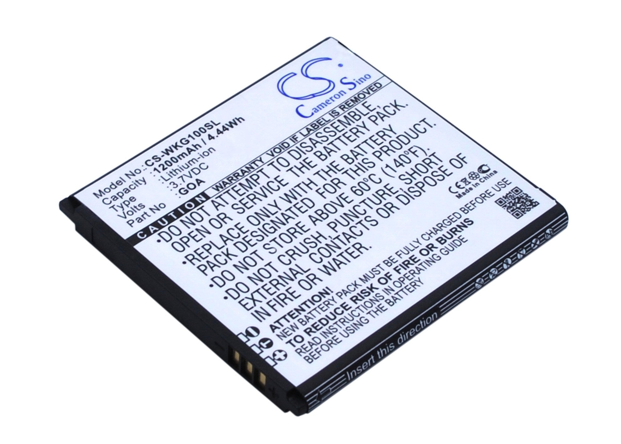 1200mAh Battery - CS-WKG100SL / Li-ion / Volts: 3.7