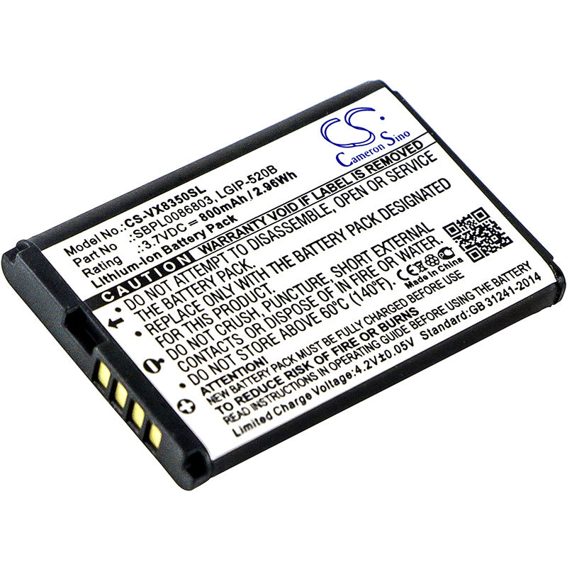 800mAh Battery - CS-VX8350SL / Li-ion / Volts: 3.7