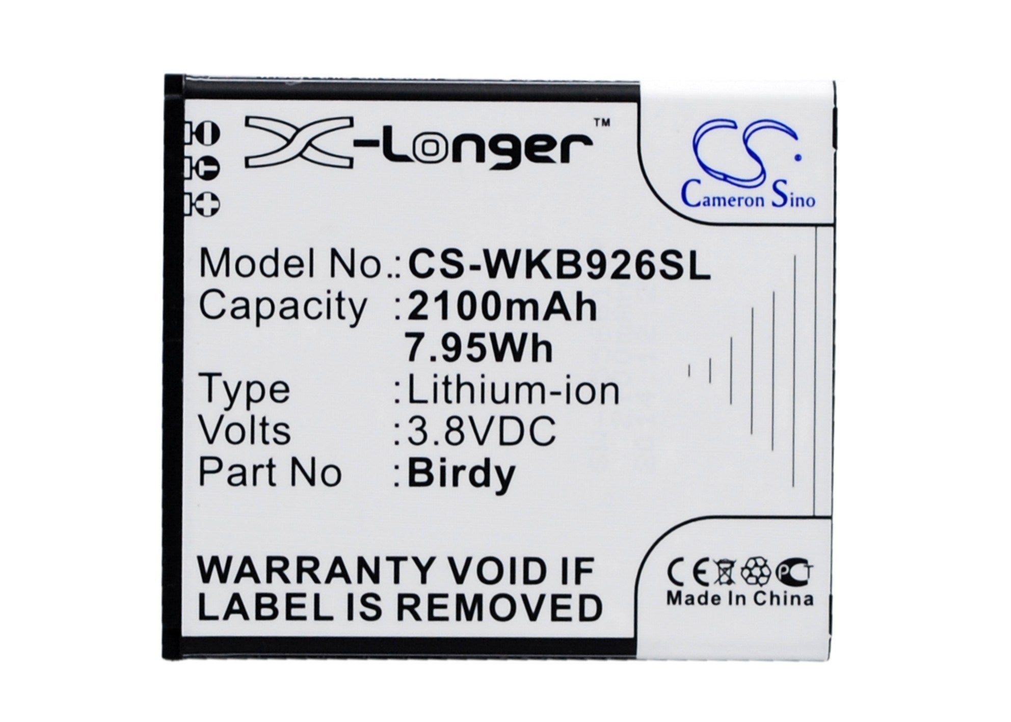 2100mAh Battery - CS-WKB926SL / Li-ion / Volts: 3.8