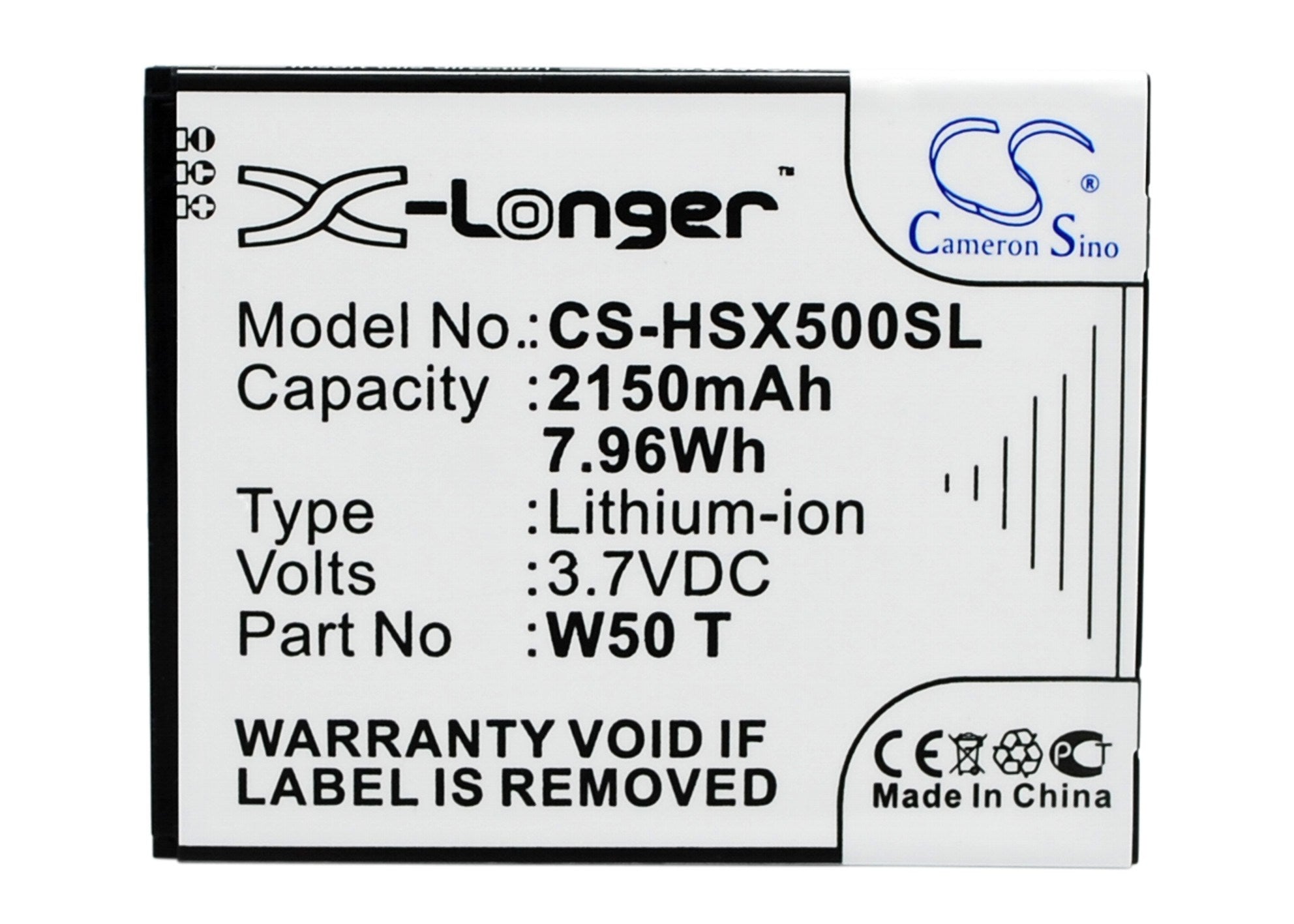 2150mAh Battery - CS-HSX500SL / Li-ion / Volts: 3.7
