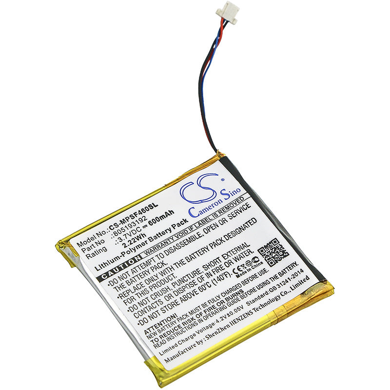 600mAh Battery - CS-MPSF460SL / Li-Polymer / Volts: 3.7