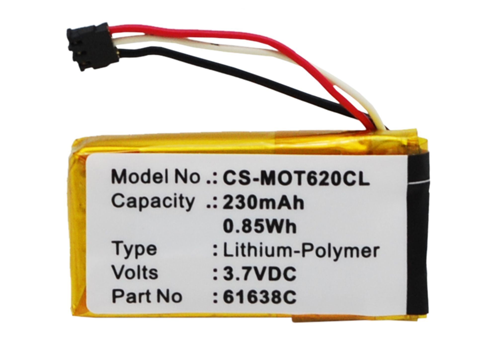 230mAh Battery - CS-MOT620CL / Li-Polymer / Volts: 3.7