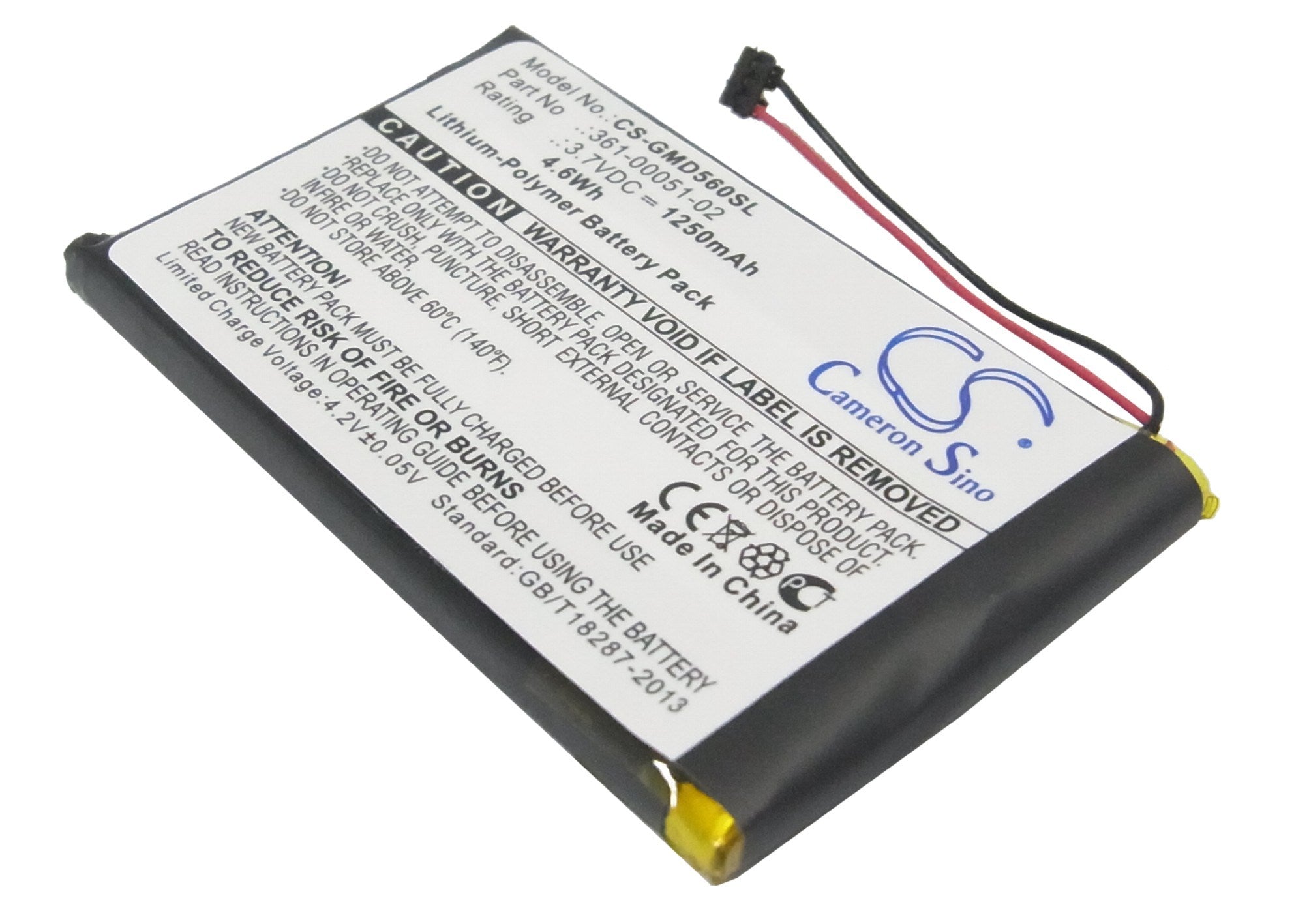 1250mAh Battery - CS-GMD560SL / Li-Polymer / Volts: 3.7