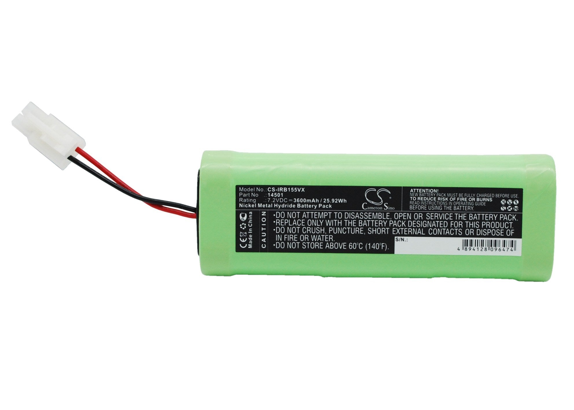 3600mAh Battery - CS-IRB155VX / Ni-MH / Volts: 7.2