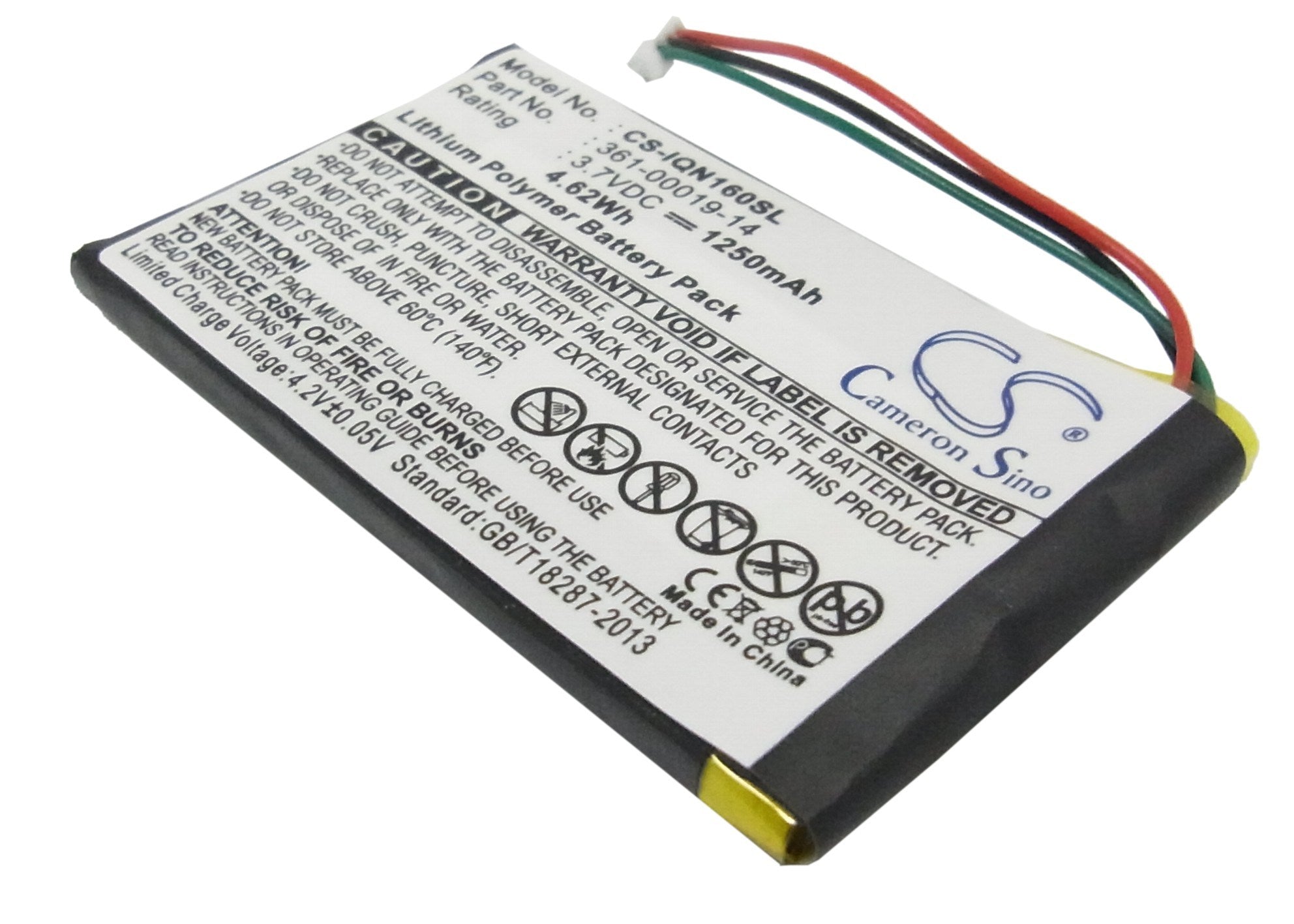 1250mAh Battery - CS-IQN160SL / Li-Polymer / Volts: 3.7