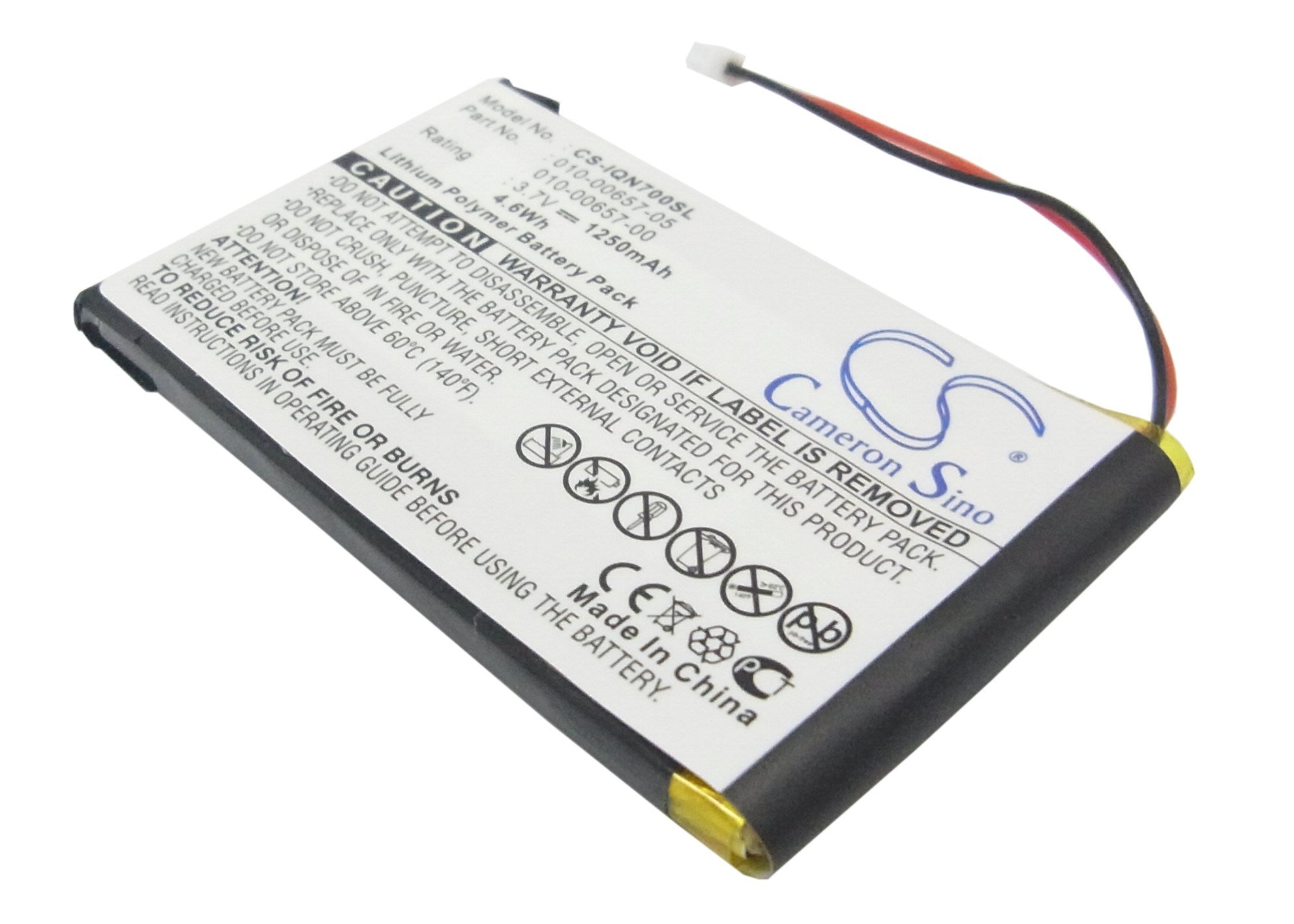 1250mAh Battery - CS-IQN700SL / Li-Polymer / Volts: 3.7