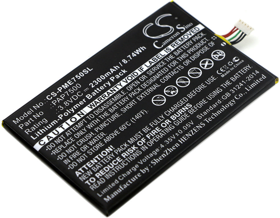 2300mAh Battery - CS-PME750SL / Li-Polymer / Volts: 3.8