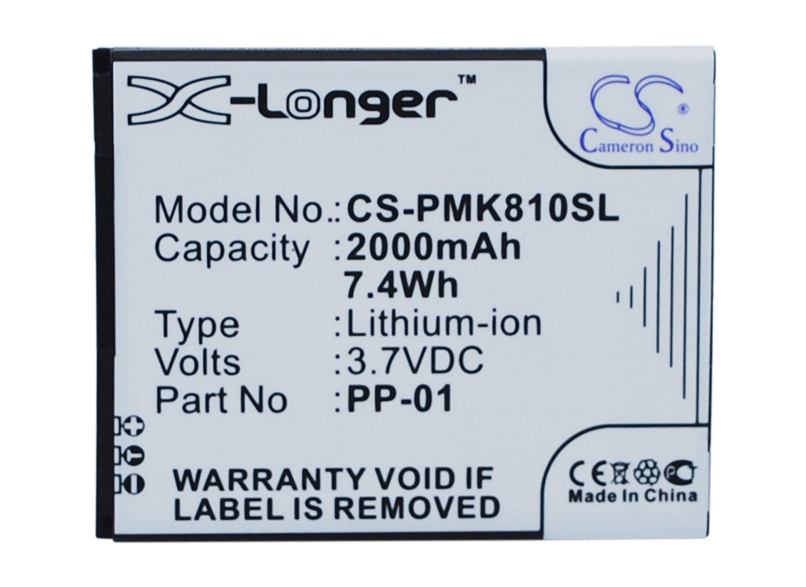 2000mAh Battery - CS-PMK810SL / Li-ion / Volts: 3.7