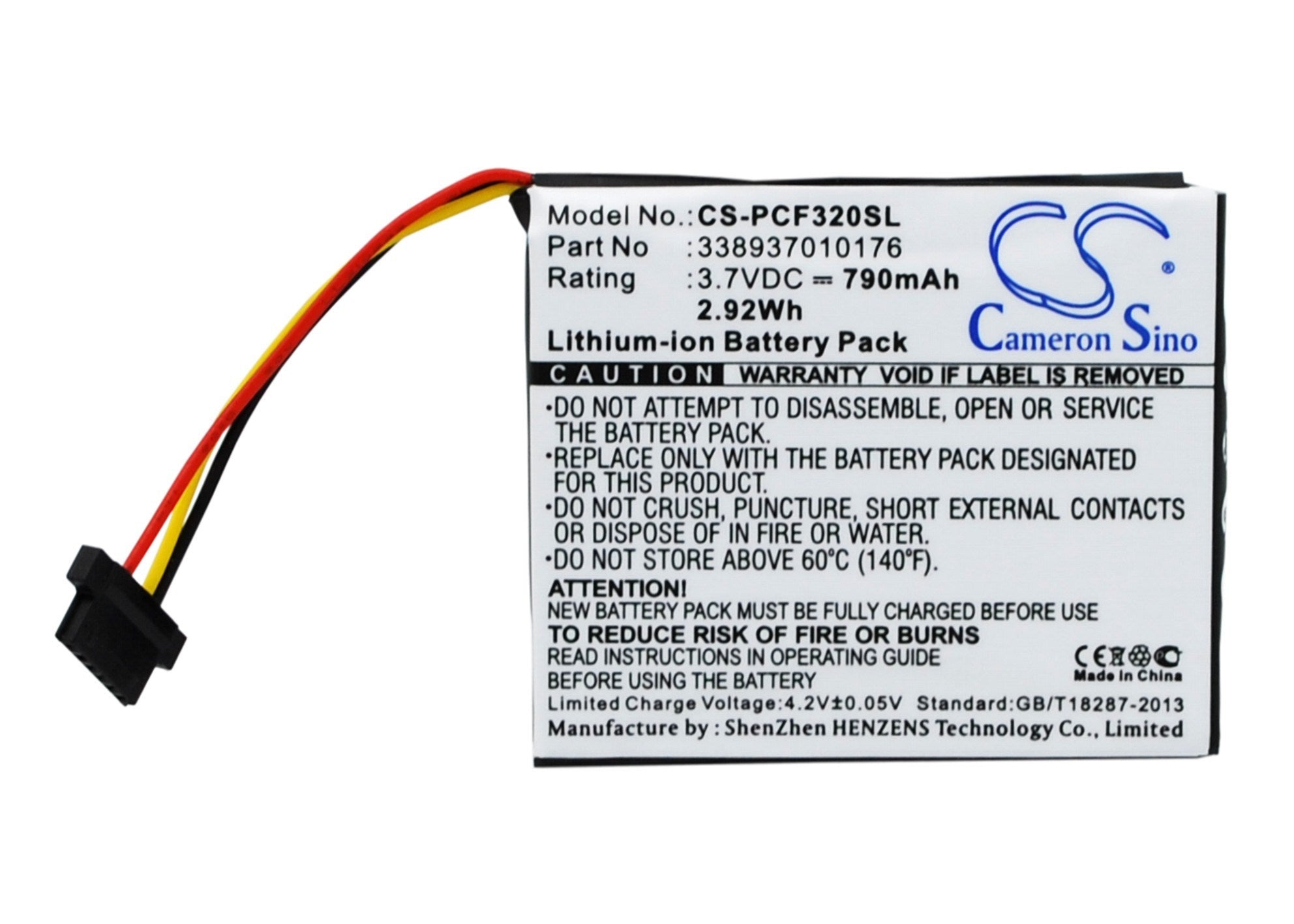 790mAh Battery - CS-PCF320SL / Li-ion / Volts: 3.7