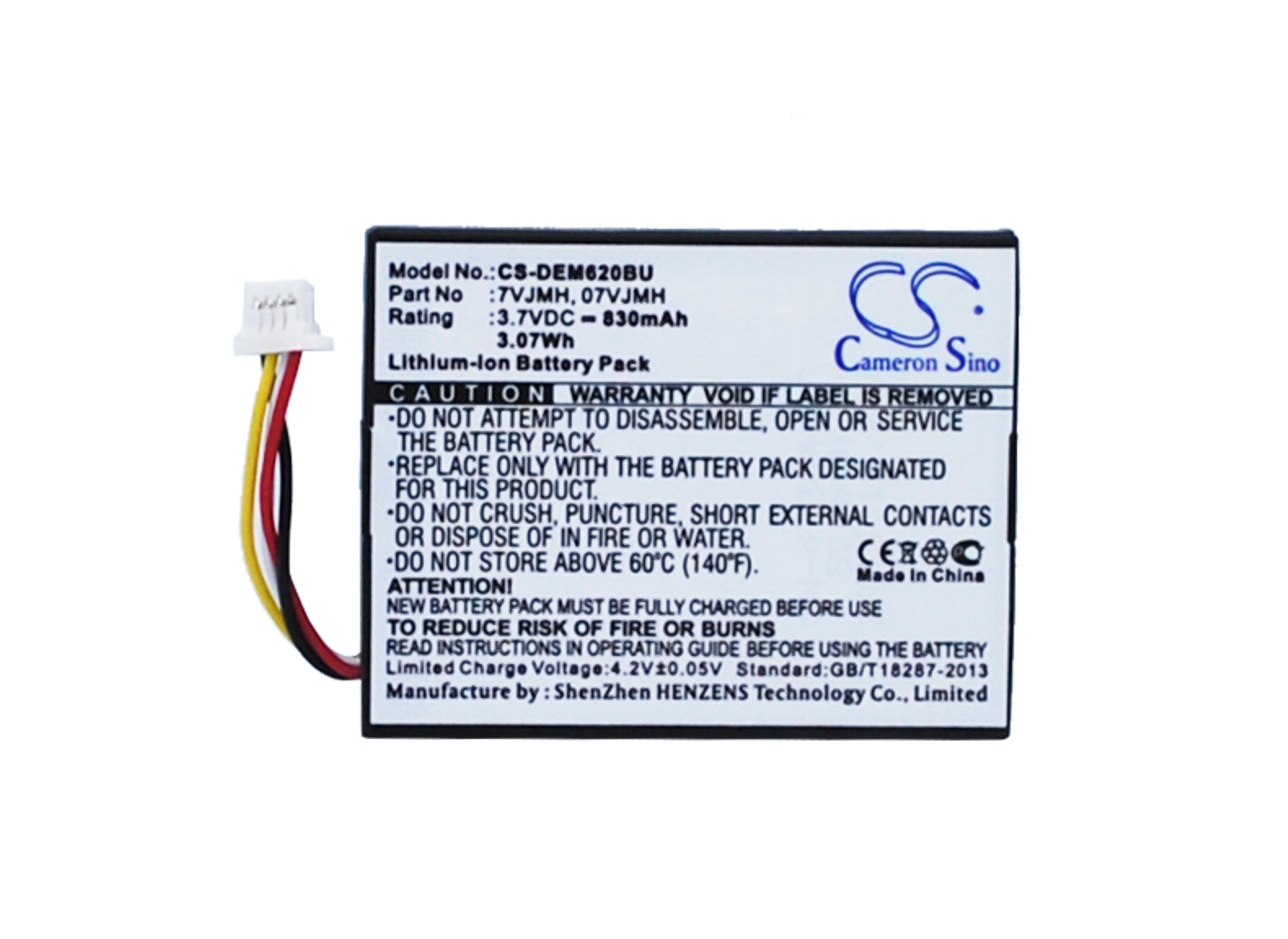 830mAh Battery - CS-DEM620BU / Li-ion / Volts: 3.7