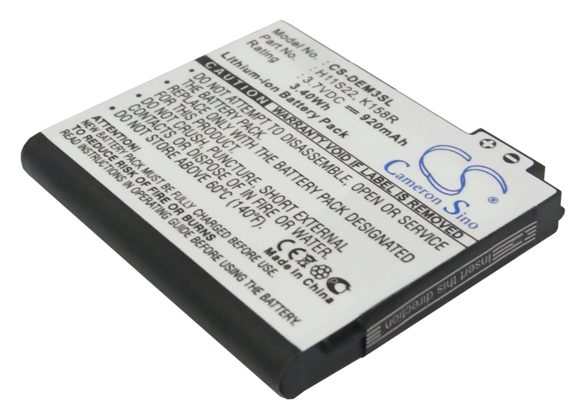 920mAh Battery - CS-DEM3SL / Li-ion / Volts: 3.7